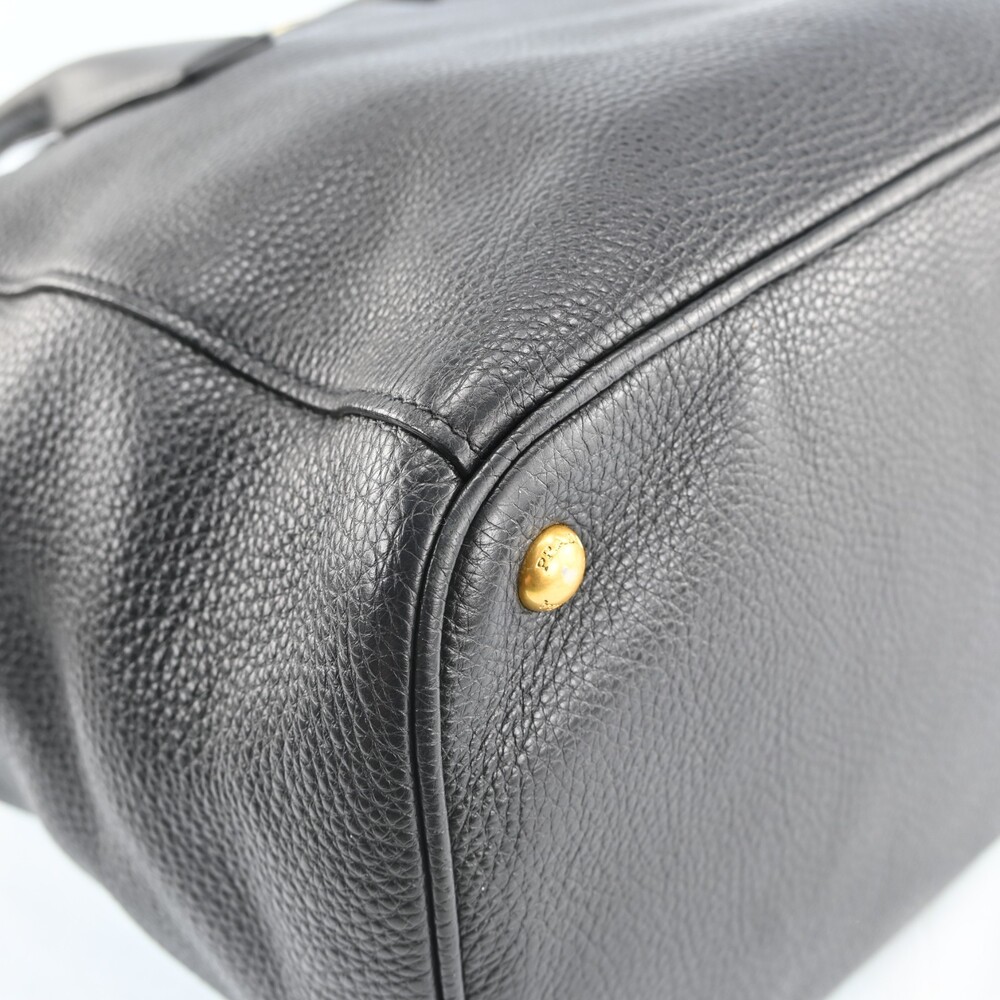 Auth Prada Logos Leather Hand Bag Black #259303P53B - Picture 6 of 15